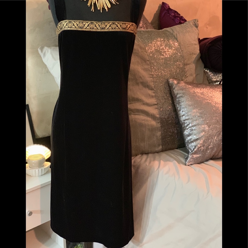 Sherri Martin Black Velvet with Gold Trim dress